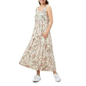 Frye Womens XL Cream Button Front Midi Dress Folk Garden Cottagecore Peasant